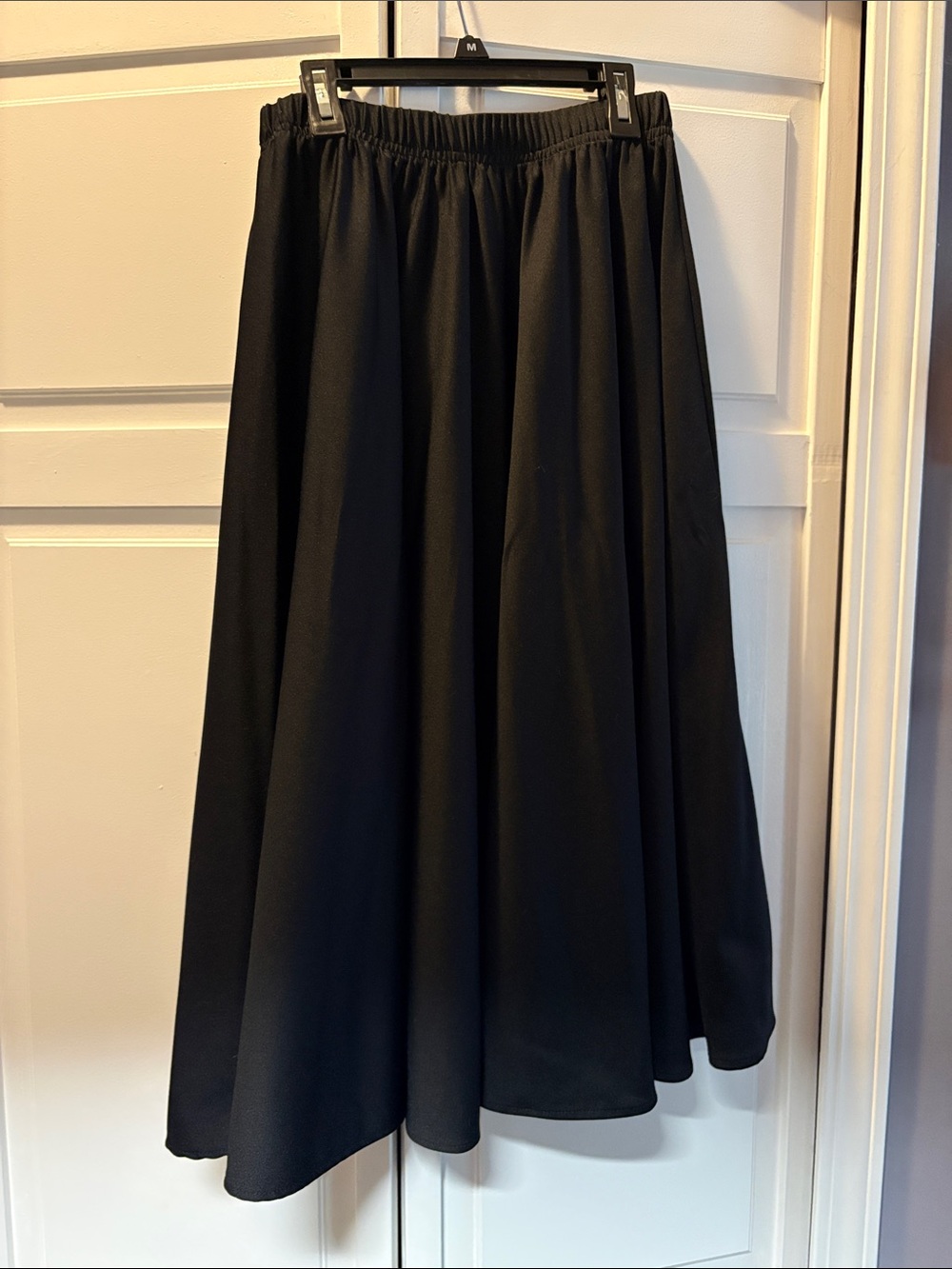 Women's Black Full-Length A-Line Skirt - Elastic Waist